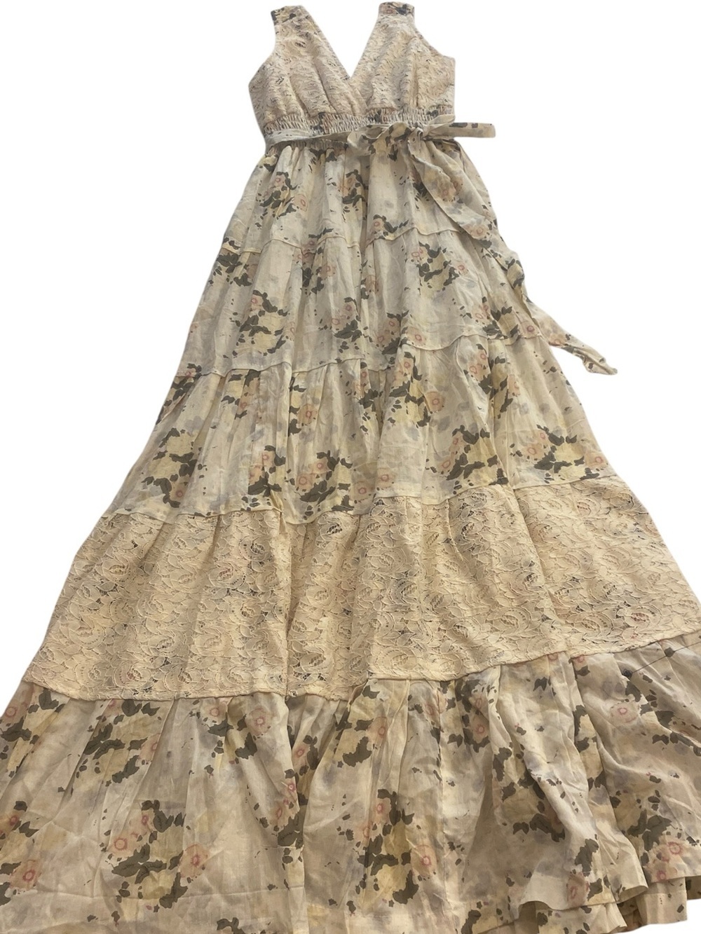 Women’s Floral Tiered Maxi Sleeveless Cottagecore Boho Lace Annabella New xs-s